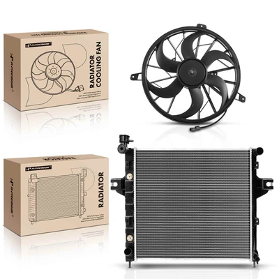 2 Pcs Radiator & Cooling Fan Assembly Kit
