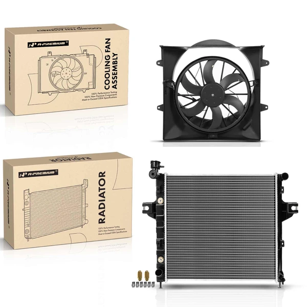 2 Pcs Radiator & Cooling Fan Assembly Kit for 1999-2003 Jeep Grand Cherokee