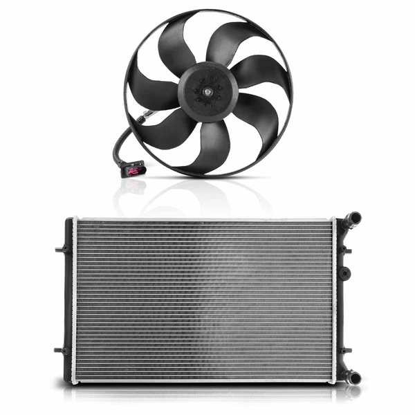 2 Pcs Radiator & Cooling Fan Assembly Kit for 2002-2005 Volkswagen Jetta