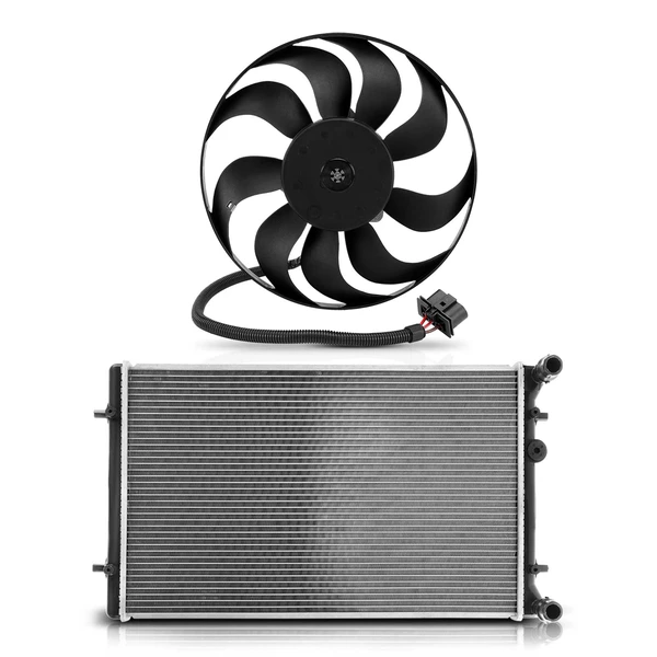 2 Pcs Radiator & Cooling Fan Assembly Kit for Audi TT Volkswagen Golf 2003-2006 Jetta