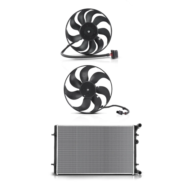 3 Pcs Radiator & Cooling Fan Assembly Kit for Audi TT TT Quattro Volkswagen Golf