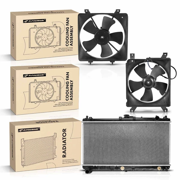 3 Pcs Radiator & Cooling Fan Assembly Kit for Mazda Miata 1999-2005 1.8L