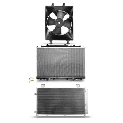 3 Pcs Radiator & AC Condenser & Cooling Fan Kit