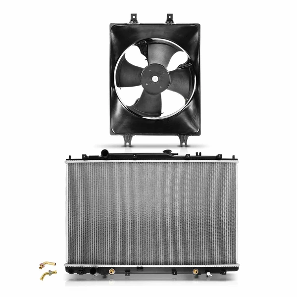 2 Pcs Radiator & Cooling Fan Assembly Kit for Honda Odyssey 1999-2004 V6 3.5L Petrol