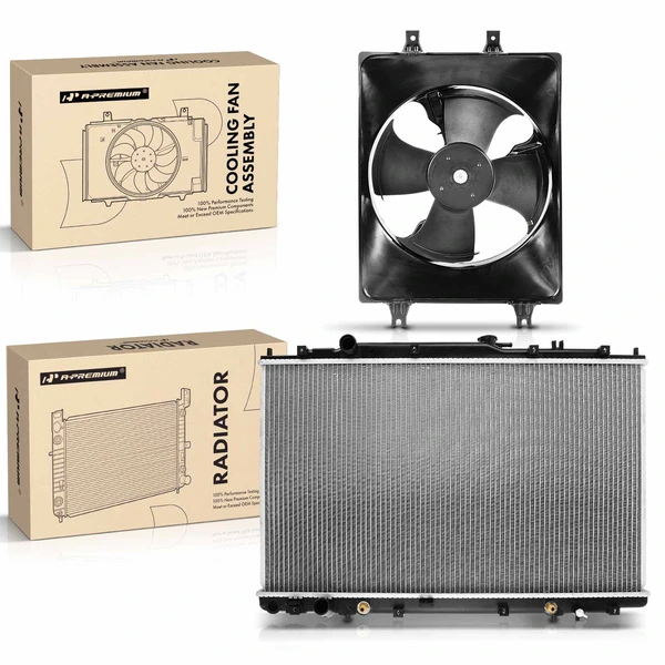 2 Pcs Radiator & Cooling Fan Assembly Kit for Honda Odyssey 1999-2004 V6 3.5L Petrol