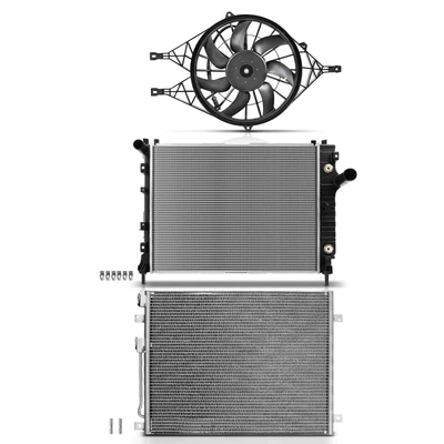 3 Pcs Radiator & AC Condenser & Cooling Fan Kit