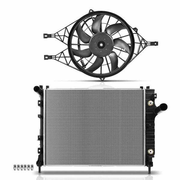 2 Pcs Radiator & Cooling Fan Assembly Kit for Dodge Dodge 2000-2004 Durango 2000-2003