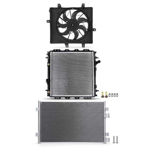 3 Pcs Radiator & AC Condenser & Cooling Fan Kit for Chrysler PT Cruiser 2006-2010 2.4L