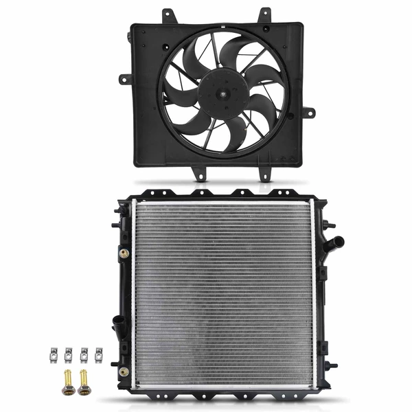 2 Pcs Radiator & Cooling Fan Assembly Kit for Chrysler PT Cruiser 2006-2010 L4 2.4L