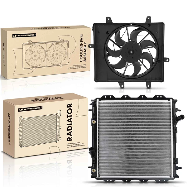 2 Pcs Radiator & Cooling Fan Assembly Kit for Chrysler PT Cruiser 2006-2010 L4 2.4L