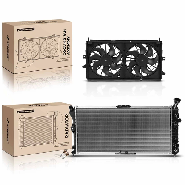 2 Pcs Radiator & Cooling Fan Assembly Kit for Buick Century 2002-2005 Regal