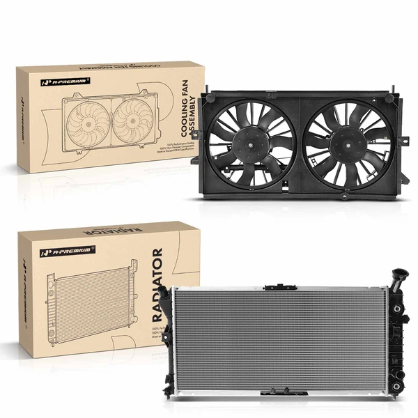 2 Pcs Radiator & Cooling Fan Assembly Kit for Chevrolet Impala Monte Carlo 2000-2003