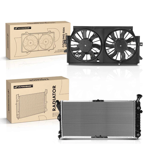 2 Pcs Radiator & Cooling Fan Assembly Kit for Buick Century Regal V6 3.1L 3.8L