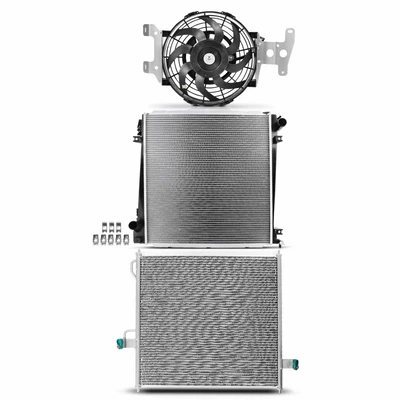 3 Pcs Radiator & AC Condenser & Cooling Fan Kit
