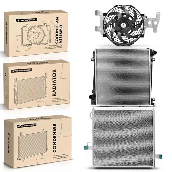 3 Pcs Radiator & AC Condenser & Cooling Fan Kit for Ford Explorer Mercury Mountaineer