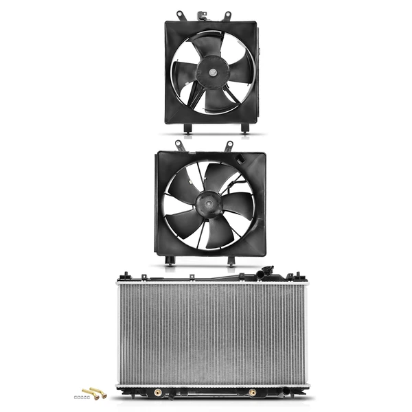 3 Pcs Radiator & Cooling Fan Assembly Kit for Honda Civic 2001-2005 L4 1.7L