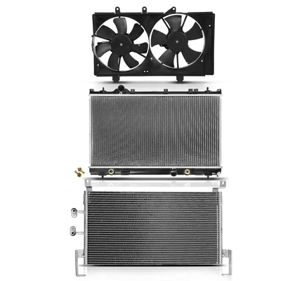 3 Pcs Radiator & AC Condenser & Cooling Fan Kit