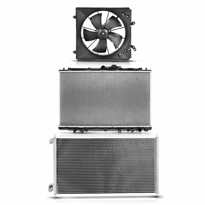 3 Pcs Radiator & AC Condenser & Cooling Fan Kit