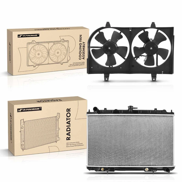 2 Pcs Radiator & Cooling Fan Assembly Kit for Infiniti I30 Nissan Maxima 2000-2001