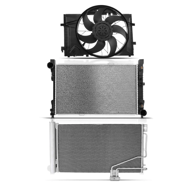 3 Pcs Radiator & AC Condenser & Cooling Fan Kit for 2004-2005 Mercedes-Benz C240