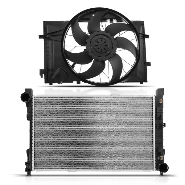 2 Pcs Radiator & Cooling Fan Assembly Kit for Mercedes-Benz W203 CL203 C230 C240 C280