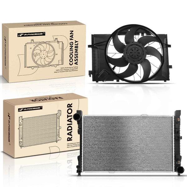 2 Pcs Radiator & Cooling Fan Assembly Kit for Mercedes-Benz W203 CL203 C230 C240 C280