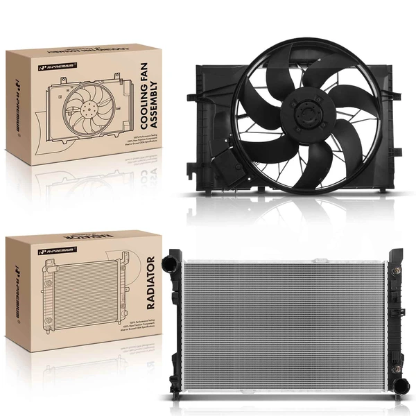 2 Pcs Radiator & Cooling Fan Assembly Kit for Mercedes-Benz C230 C240 C32 AMG C320