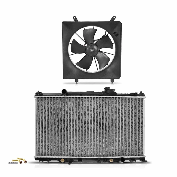2 Pcs Radiator & Cooling Fan Assembly Kit for Honda CR-V 2002-2006 2.4L