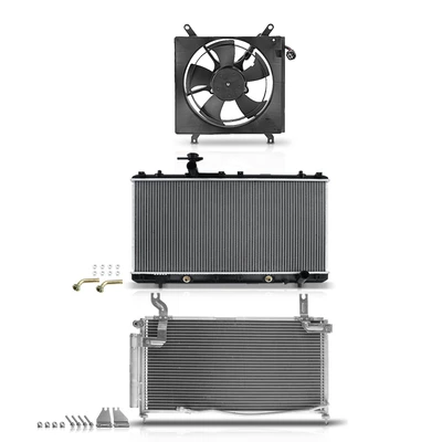 3 Pcs Radiator & AC Condenser & Cooling Fan Kit