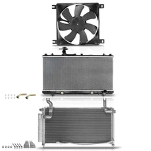 3 Pcs Radiator & AC Condenser & Cooling Fan Kit for 2002-2007 Suzuki Aerio