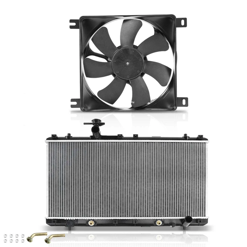 2 Pcs Radiator & Cooling Fan Assembly Kit for Suzuki Aerio 2002-2007 L4 2.0L 2.3L