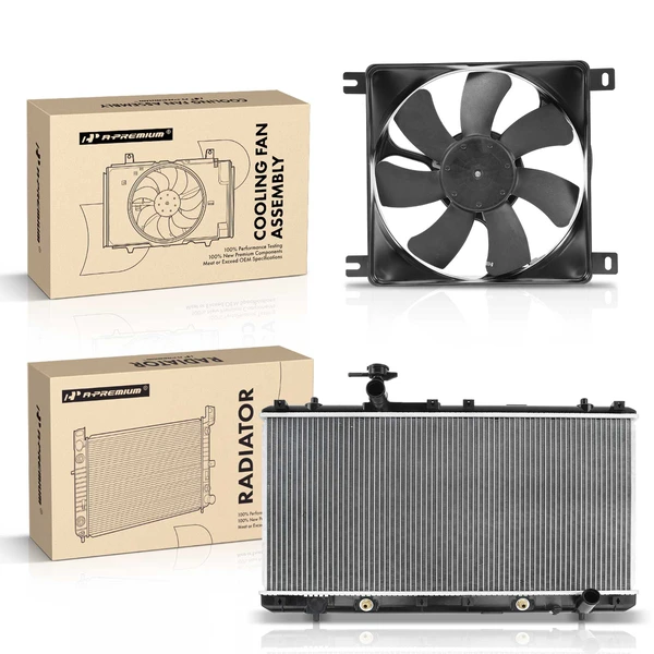2 Pcs Radiator & Cooling Fan Assembly Kit for Suzuki Aerio 2002-2007 L4 2.0L 2.3L
