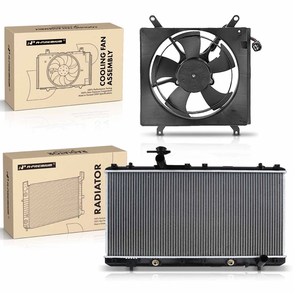 2 Pcs Radiator & Cooling Fan Assembly Kit for Suzuki Aerio 2002-2007 L4 2.0L 2.3L