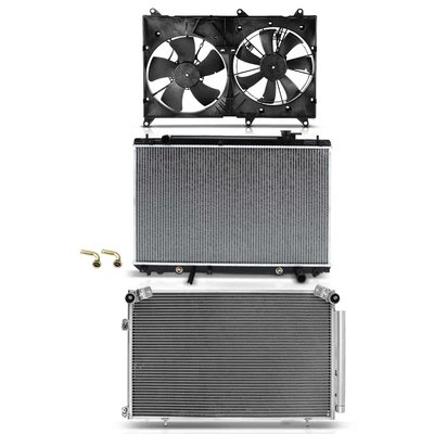3 Pcs Radiator & AC Condenser & Cooling Fan Kit
