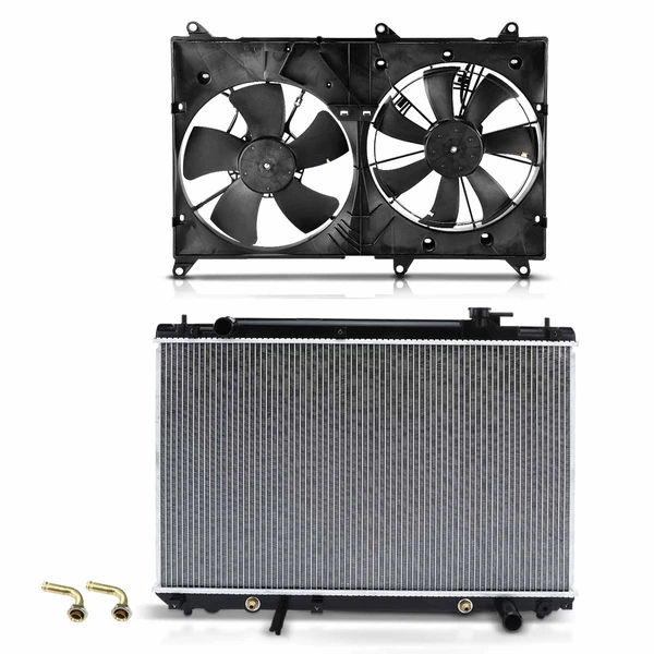 2 Pcs Radiator & Cooling Fan Assembly Kit for 2004-2007 Toyota Highlander