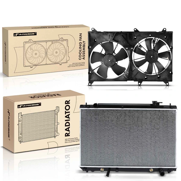 2 Pcs Radiator & Cooling Fan Assembly Kit for Toyota Highlander 2004-2007 L4 2.4L Automatic