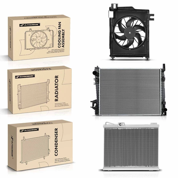 3 Pcs Radiator & AC Condenser & Cooling Fan Kit for 2003 Dodge Ram 3500