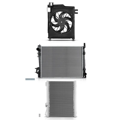 3 Pcs Radiator & AC Condenser & Cooling Fan Kit