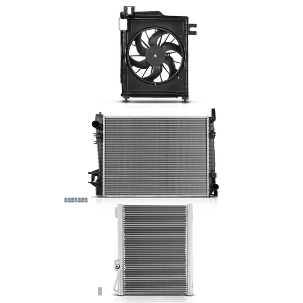 3 Pcs Radiator & AC Condenser & Cooling Fan Kit for 2003 Dodge Ram 3500