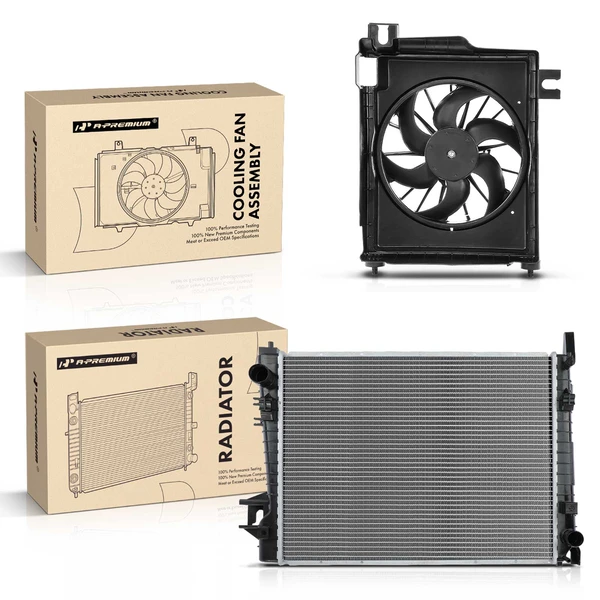 2 Pcs Radiator & Cooling Fan Assembly Kit for Dodge Ram 1500 2002-2004 Ram 2500 2003