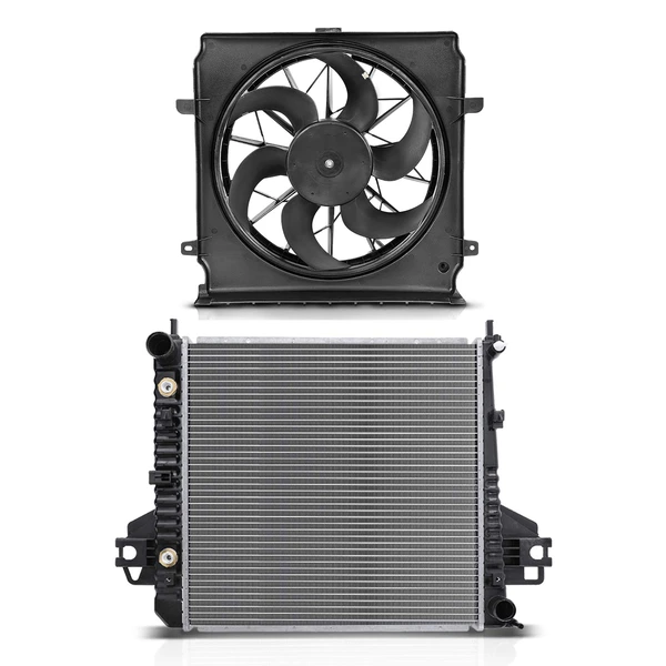 2 Pcs Radiator & Cooling Fan Assembly Kit for Jeep Liberty 2004-2005 3.7L Automatic