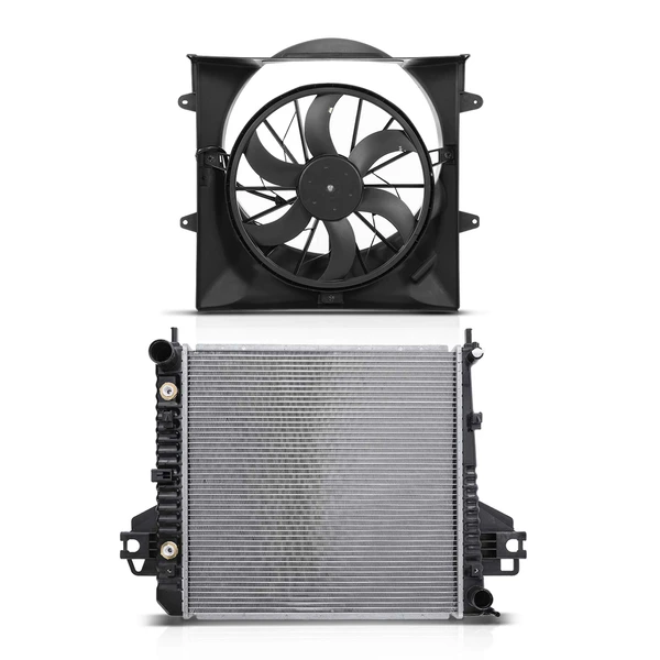 2 Pcs Radiator & Cooling Fan Assembly Kit for Jeep Liberty 2002-2003 3.7L with Max Duty Cooling