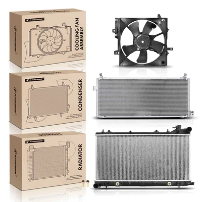 3 Pcs Radiator & AC Condenser & Cooling Fan Kit
