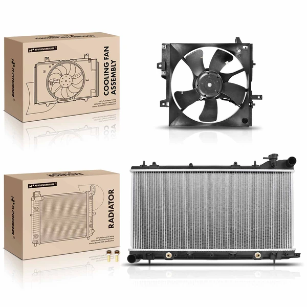 2 Pcs Radiator & Cooling Fan Assembly Kit for Subaru Forester 1999-2002 Impreza