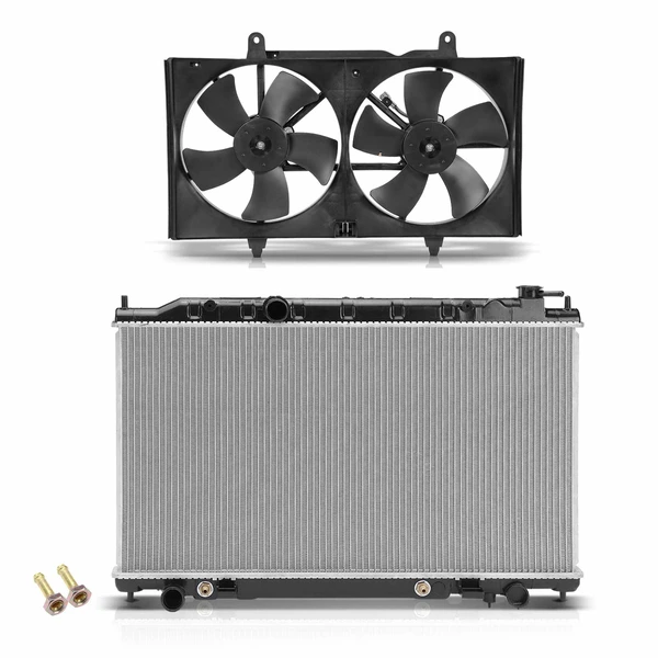 2 Pcs Radiator & Cooling Fan Assembly Kit for Nissan Altima 2002-2006 2.5L Automatic