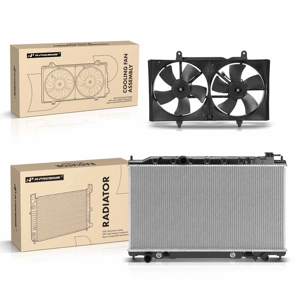 2 Pcs Radiator & Cooling Fan Assembly Kit for Nissan Altima 2002-2006 2.5L Automatic