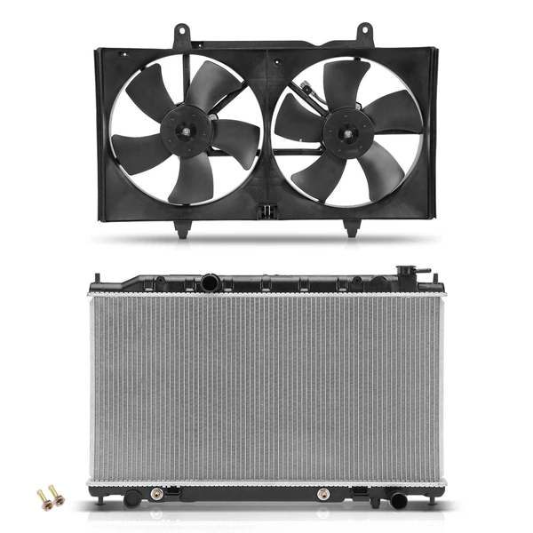 2 Pcs Radiator & Cooling Fan Assembly Kit for Nissan Altima 2002-2004 Maxima V6 3.5L