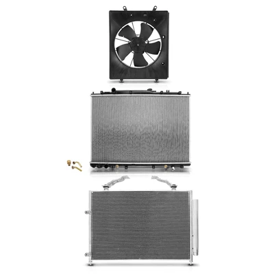 3 Pcs Radiator & AC Condenser & Cooling Fan Kit