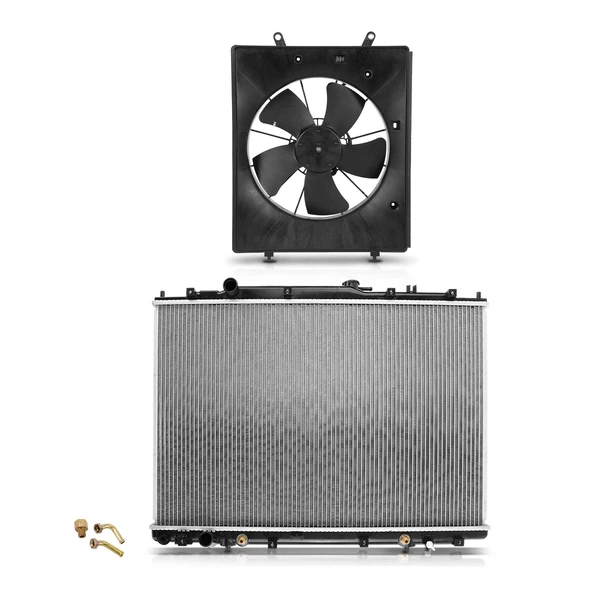 2 Pcs Radiator & Cooling Fan Assembly Kit for Acura MDX 2001-2002 Honda Pilot 2003-2004
