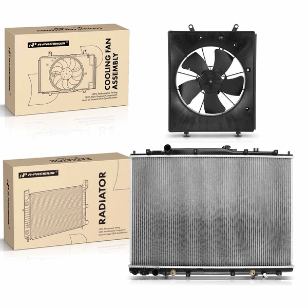2 Pcs Radiator & Cooling Fan Assembly Kit for Acura MDX 2001-2002 Honda Pilot 2003-2004